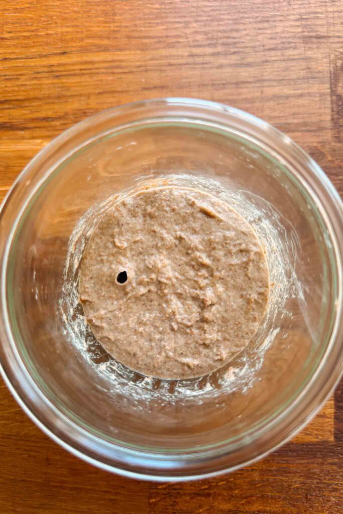 Sourdough starter first bubbles on day 2