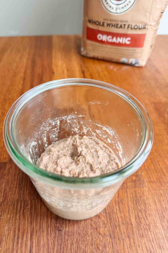 Whole wheat flour and water mixed together