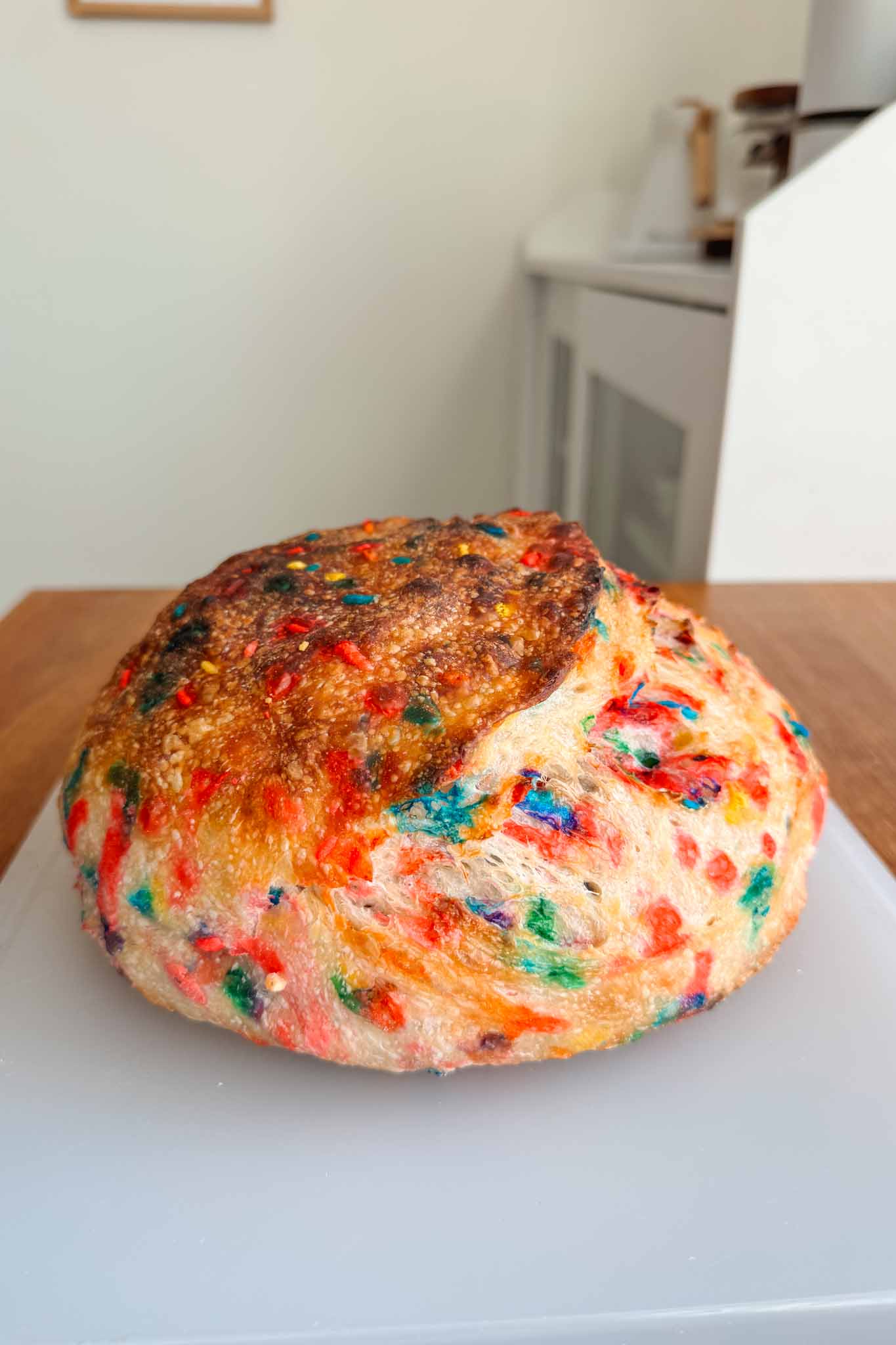 Funfetti sourdough bread baked loaf